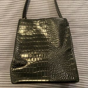 Croc embossed leather shoulder bag